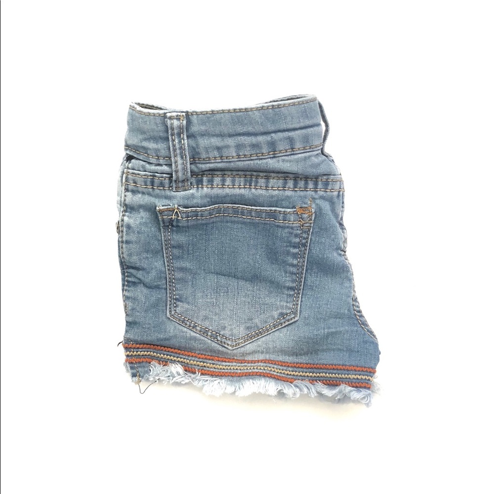 Girls Distressed Embroidered Shorts
